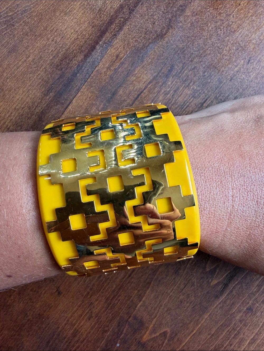 vintage Tory Burch Pierced T Resin Cuff Bracelet